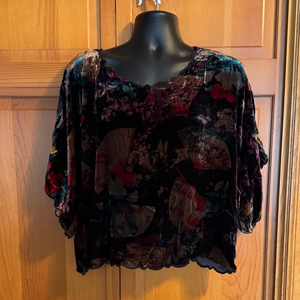 Johnny Was Black Multicolor Blouse